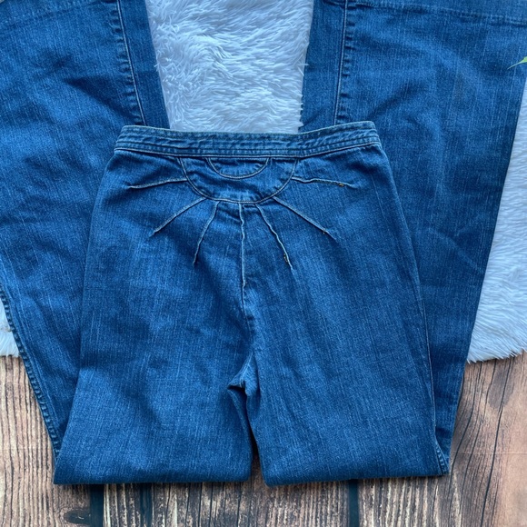 Free People Ray of Sunshine Flare Jeans in Dark Blue - Picture 9 of 10